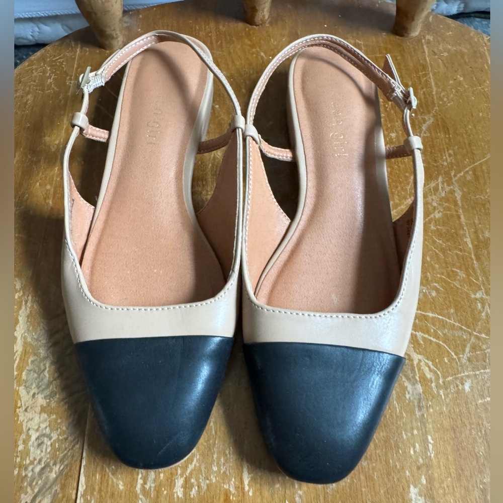 Elegant Black and Tan Women's Slingback Shoes